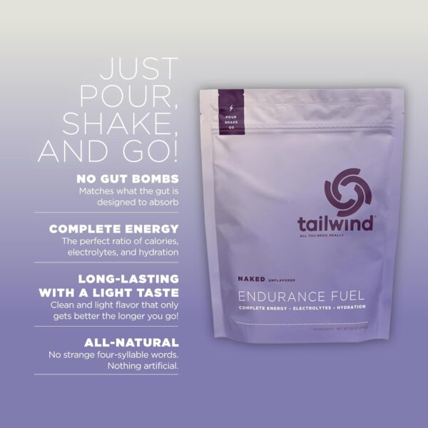 Tailwind Nutrition Endurance Fuel, Sports Drink Powder Mix with Electrolytes, Non-GMO, Free of Soy, Dairy, and Gluten, Vegan Friendly, Naked Unflavored, 30 Servings