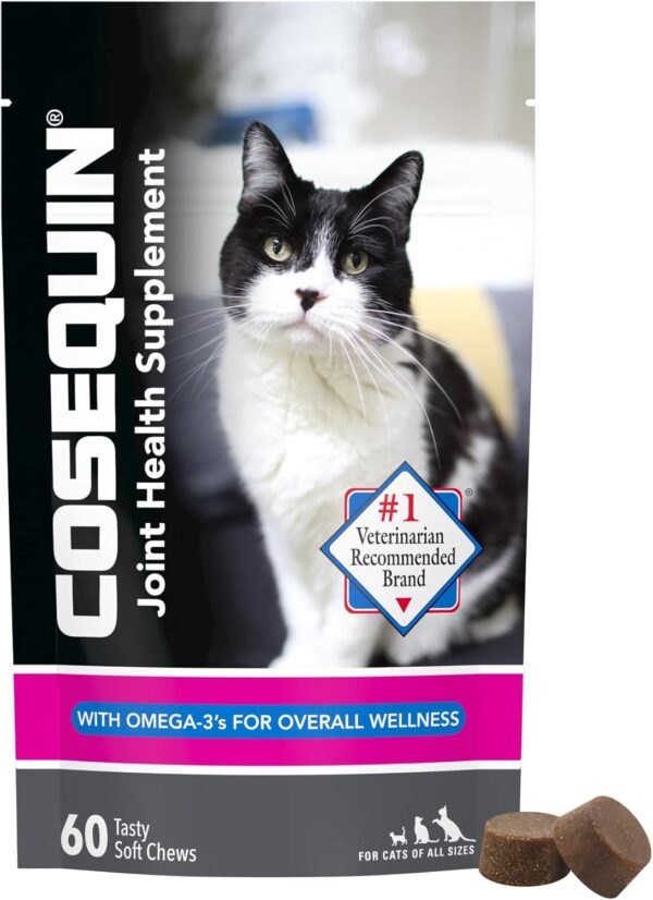 Nutramax Cosequin Joint Health Supplement for Cats - With Glucosamine, Chondroitin, and Omega-3, 60 Soft Chews