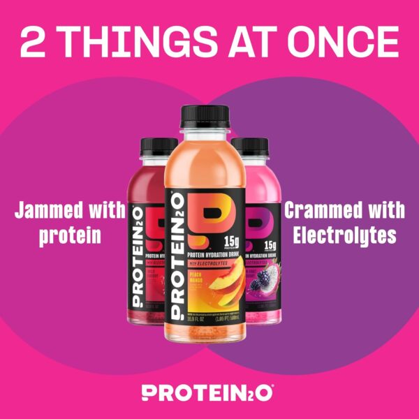 Protein2o Hydration Drink - 2-in-1 Liquid Clear Whey Protein Isolate and Electrolyte Drink - 15g Protein, Vitamins B5, B6 - Post-Workout Recovery - 16.9 Fl Oz - 12 Count Flavor Fusion Variety Pack