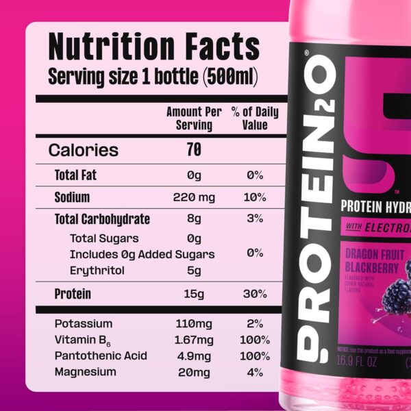 Protein2o Hydration Drink - 2-in-1 Liquid Clear Whey Protein Isolate and Electrolyte Drink - 15g Protein, Vitamins B5, B6 - Post-Workout Recovery - 16.9 Fl Oz - 12 Count Flavor Fusion Variety Pack
