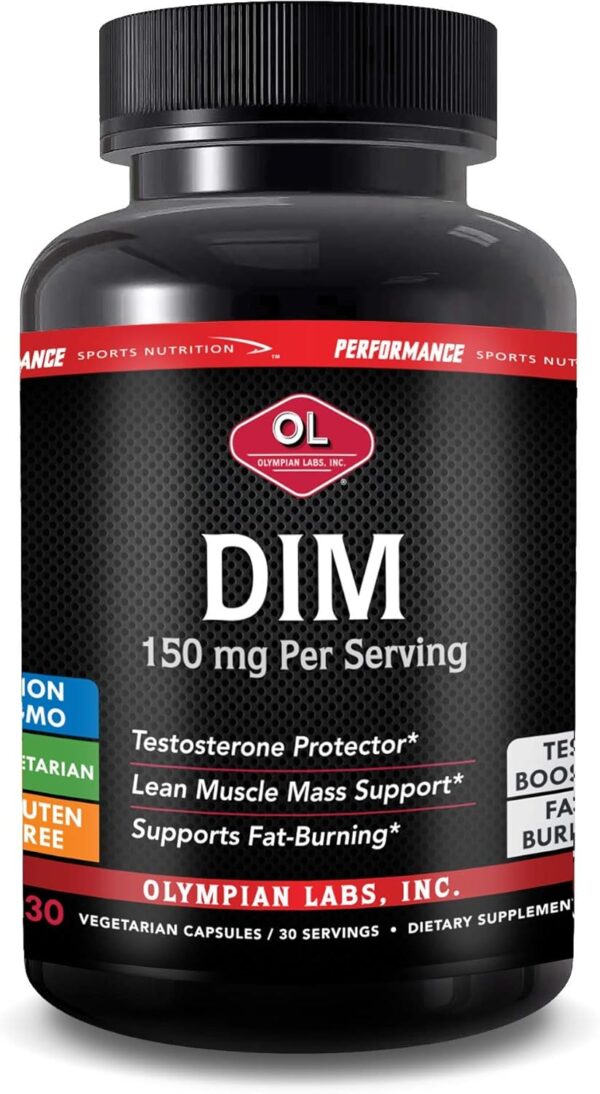 Olympian Labs DIM 150mg - DIM Diindolylmethane Supplement Capsules Supporting Hormone Balance, Clear Skin, PCOS, & Aid in Fitness Regimes - 30 Capsules (30 Day Supply)
