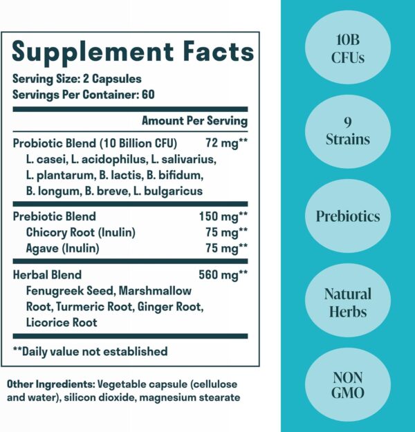 All-in-One Gut Health w/Probiotics, Prebiotics, Digestion-Supporting Herbs, and Adaptogens - Leaky Gut Repair Formula to Support Gut Lining, Aid in Digestion, and Promote Good Bacteria