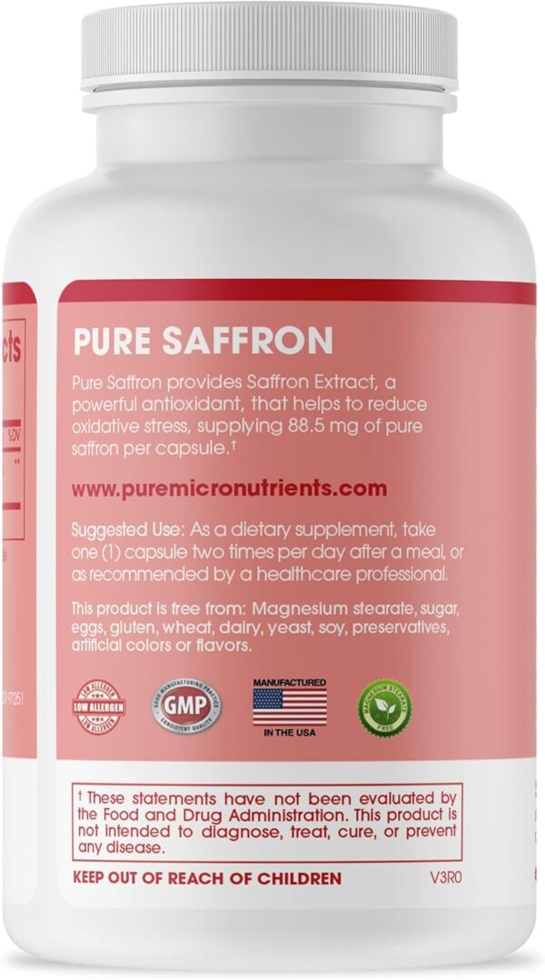 Saffron Supplements - 100% Pure Saffron Extract Capsules - Boost Energy & Mood, Support Eye & Heart Health