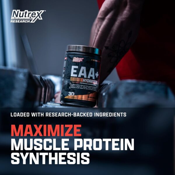Nutrex Research EAA Hydration | EAAs + BCAAs Powder | Muscle Recovery, Strength, Muscle Building, Endurance | 8G Essential Amino Acids + Electrolytes | Blood Orange Flavor 30 Serving