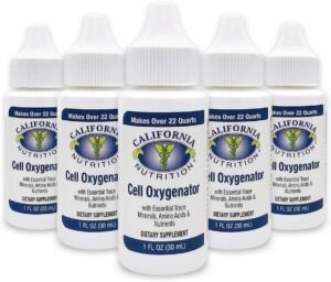 Cell Oxygenator 1 Fl Oz Bottle (Pack of 5), Liquid Concentrate Cell Oxygen Drops Water Daily Nutritional Dietary Supplement, Support Immune System, for Daily Use Sports Athletes