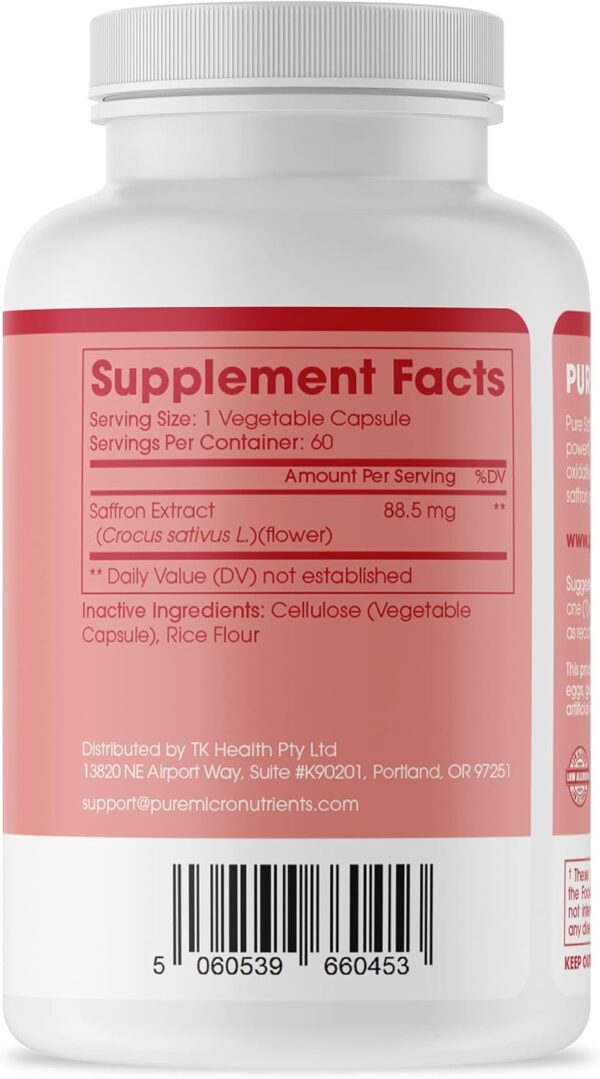 Saffron Supplements - 100% Pure Saffron Extract Capsules - Boost Energy & Mood, Support Eye & Heart Health