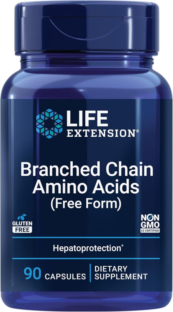 Life Extension Branched Chain Amino Acids (BCAAs), leucine, isoleucine, valine, Promotes Muscle Recovery After Exercise, Gluten-Free, Non-GMO, 90 Capsules