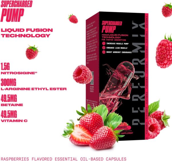 PERFORMIX Supercharged Pump - Nitrosigine® and Betaine Pre-Workout Supplement - Muscle Pump Accelerator - Endurance and Strength Booster (80 Capsules)
