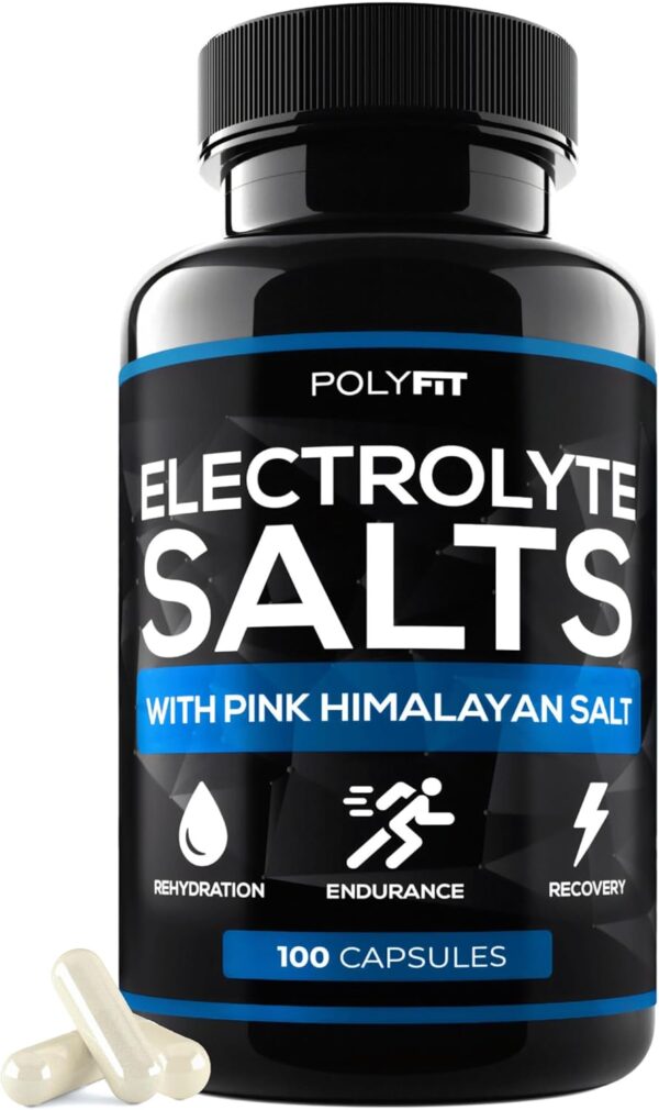 Polyfit Electrolyte Salts - 100 Salt Pills - NSF Certified - Electrolytes Replacement Salt Tablets for Runners - Supplement for Rapid Hydration, Recovery, and Endurance