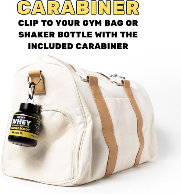 Protein Shaker Bottle With Supplement Keychain Container - BPA Free, Reusable Shaker Cup for Active Weight Lifters and Fitness Enthusiasts - Cute, Fun, and Convenient Design - OnMyWhey