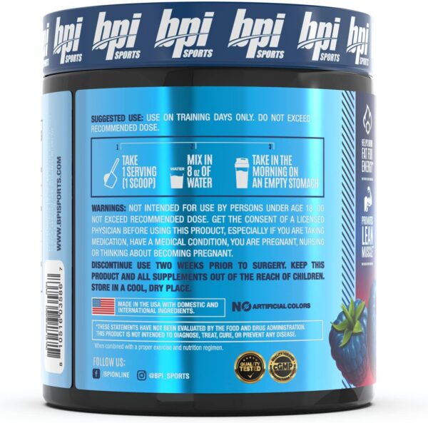 BPI Sports Best BCAA Shredded Caffeine-Free Thermogenic Recovery Formula BCAA Powder Lean Muscle Building Accelerated Recovery - Hydration - Blue Raspberry- 25 Servings - 9.7 Ounce