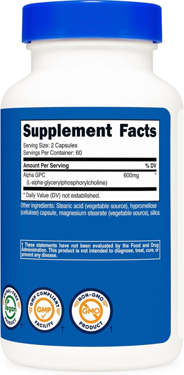Nutricost Alpha GPC 600mg, 120 Vegetarian Capsules - Non-GMO and Gluten Free, 300mg Per Capsule