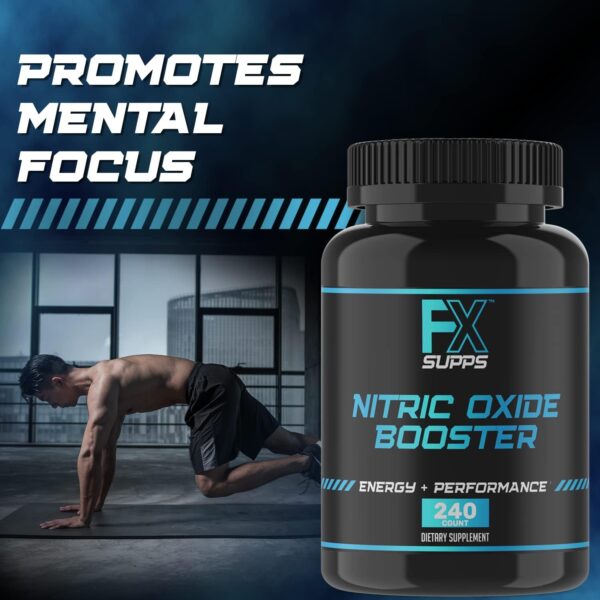 FX SUPPS Nitric Oxide Booster | Bodybuilding Pre Workout Pills for Men and Women (2 Pack of 240 Capsules) Boost Energy Pump & Vascularity | Muscle Builder Supplement with Arginine, Best for Athletes
