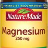 Nature Made Magnesium Oxide 250 mg, Magnesium Supplement for Muscle, Heart, Bone and Nerve Health Support, 100 Tablets, 100 Day Supply