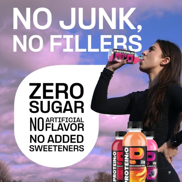 Protein2o Hydration Drink - 2-in-1 Liquid Clear Whey Protein Isolate and Electrolyte Drink - 15g Protein, Vitamins B5, B6 - Post-Workout Recovery - 16.9 Fl Oz - 12 Count Flavor Fusion Variety Pack