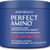 BodyHealth PerfectAmino Powder - BCAA and EAA Powder for Pre and Post Workout - Amino Acid Energy Drink for Men and Women to Support Lean Muscle and Recovery - Strawberry - 30 Servings