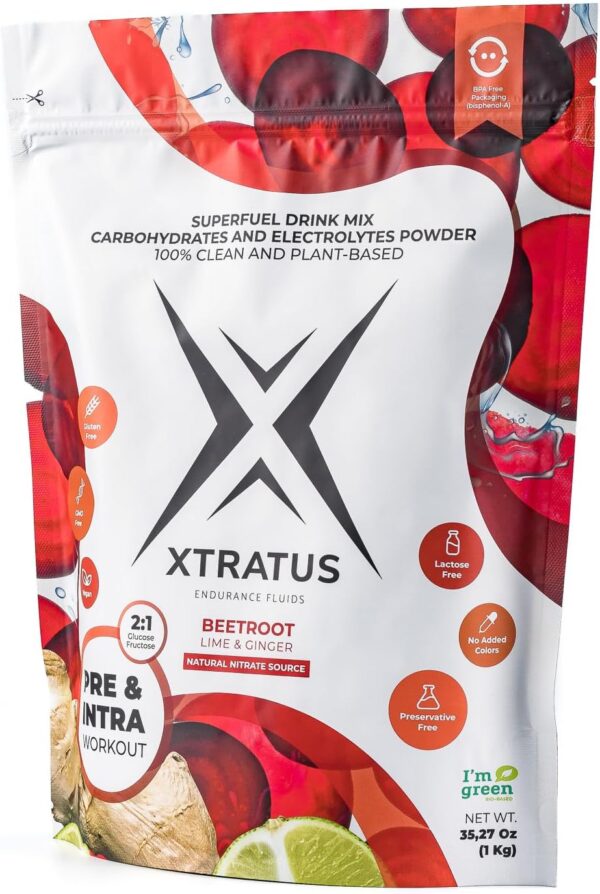 Beetroot (Nitrate) Lime and Ginger - Superfuel Sports Drink Powder with carbohydrates and Minerals. Natural Source of Nitrate. Nitric Oxide. Pre and Intra Training. 35,27Oz.