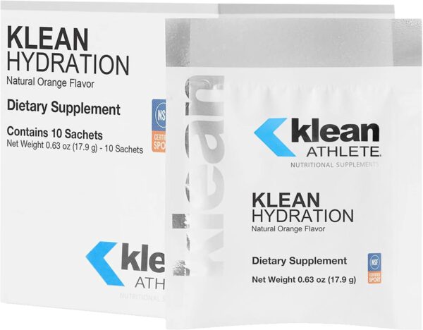Klean ATHLETE Klean Hydration | Electrolyte Replacement Formula to Hydrate, Maintain Electrolyte Balance, and Rehydrate During Physical Activity | 10 Sachets | Natural Orange Flavor