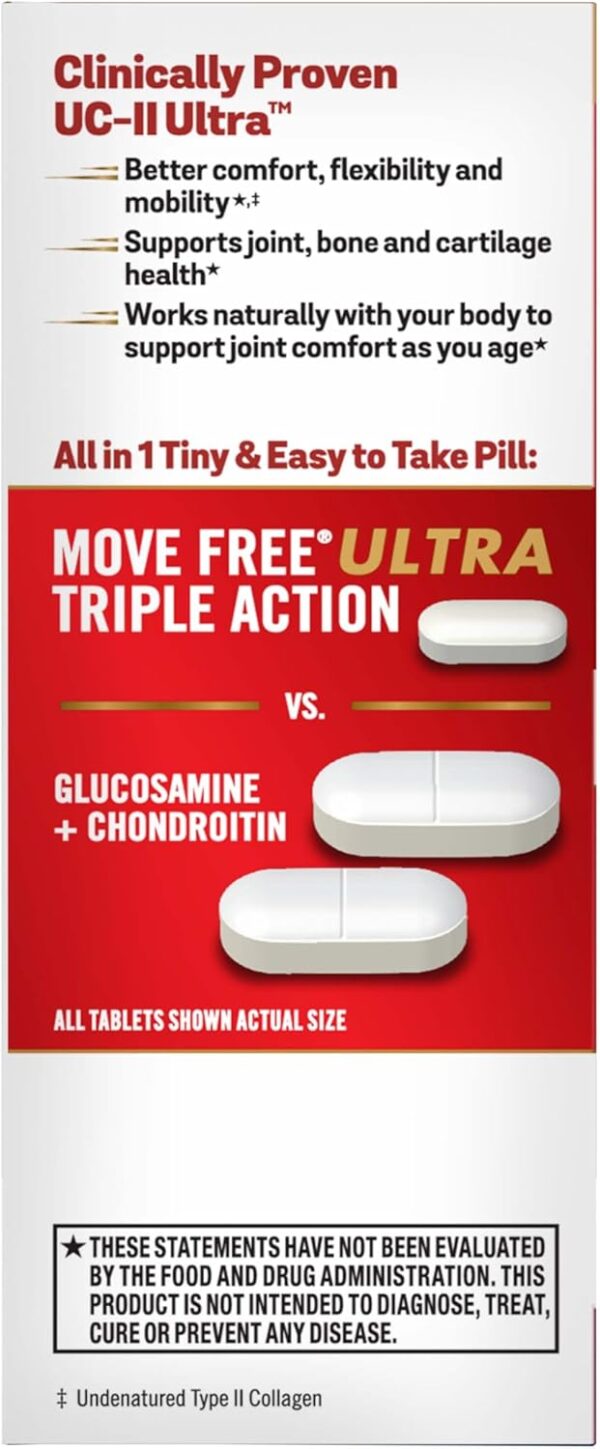 Move Free Ultra Triple Action Joint Support Supplement - Type II Collagen Boron & Hyaluronic Acid - Supports Joint Comfort, Cartiliage & Bones in 1 Tiny Pill Per Day, 64 Tablets (64 servings)