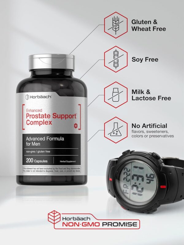 Horbaach Prostate Supplement for Men | 200 Capsules | Enhanced Complex with Saw Palmetto, Pygeum, Stinging Nettle | Non-GMO and Gluten Free
