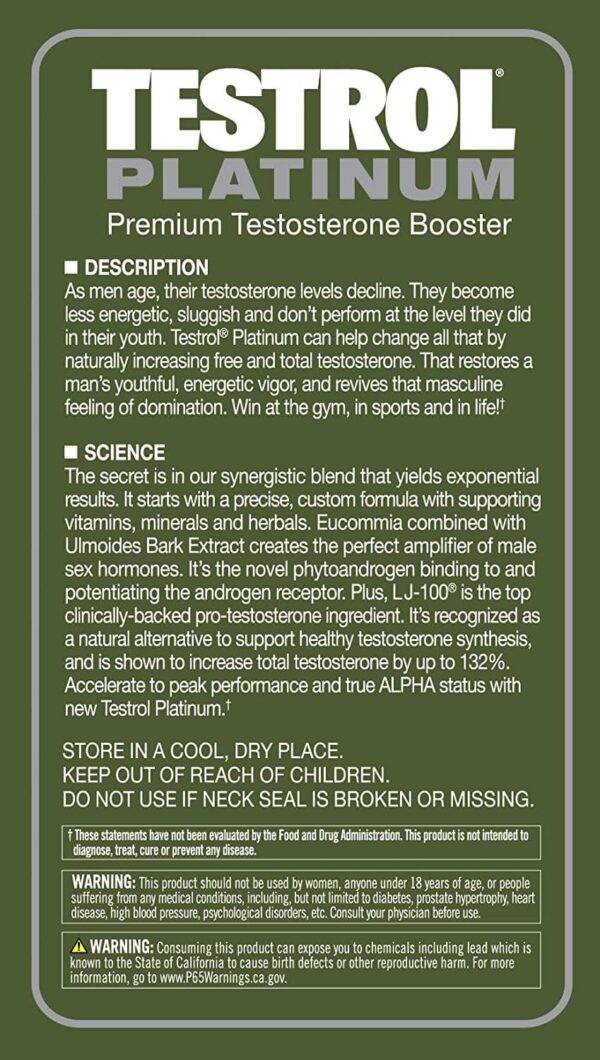 Testrol Platinum, Test Booster for Men by GAT Sport Stamina + Libido + Testosterone Boost, Boron, Vitamin D, Zinc, 60 Tablets