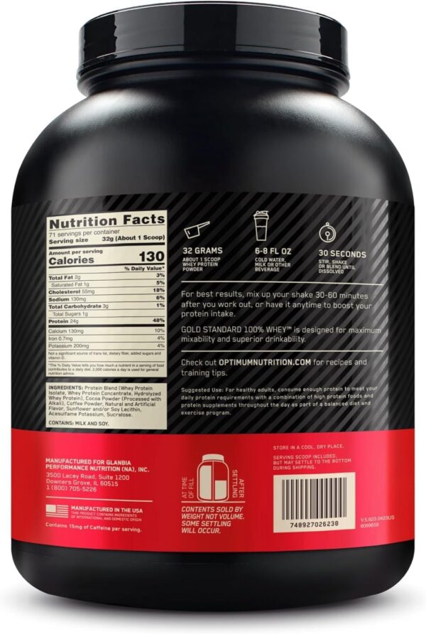Optimum Nutrition Gold Standard 100% Whey Protein Powder, Mocha Cappuccino, 5 Pound (Packaging May Vary)
