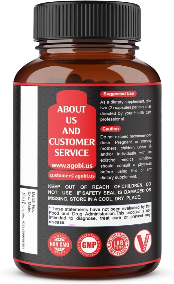 agobi Testosterone Supplement for Men - 11 Potent Herbs - Ashwagandha, Tribulus, Ginseng & More - 60 Capsules for 1 Month