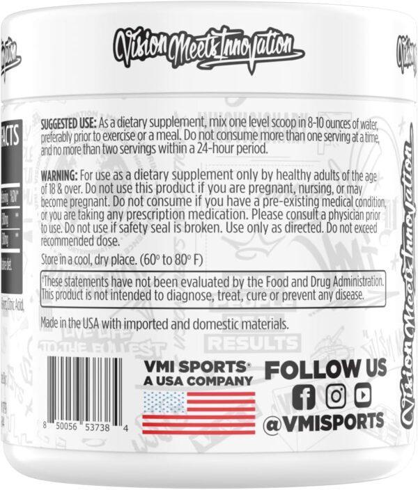 VMI Sports L-Carnitine 3000 Powder | 3000 mg L-Carnitine | Metabolic Support Maximum Absorption Formula | Great Taste for Men & Women | 30 Servings (30 Servings, Patriot Pop)