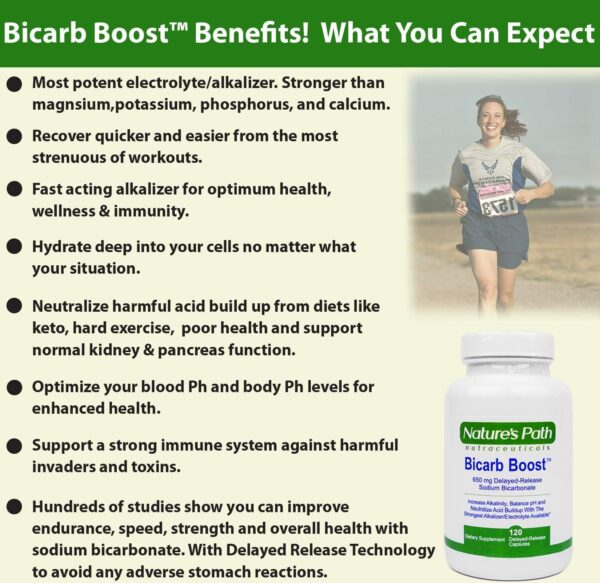 Sodium Bicarbonate 650 mg Tablets - Strongest Alkaline Tablets - Electrolyte Supplement & Keto Electrolyte Pills, Salt Tablets Hydration & Rehydration, Endurance, Stamina: 120 Capsules