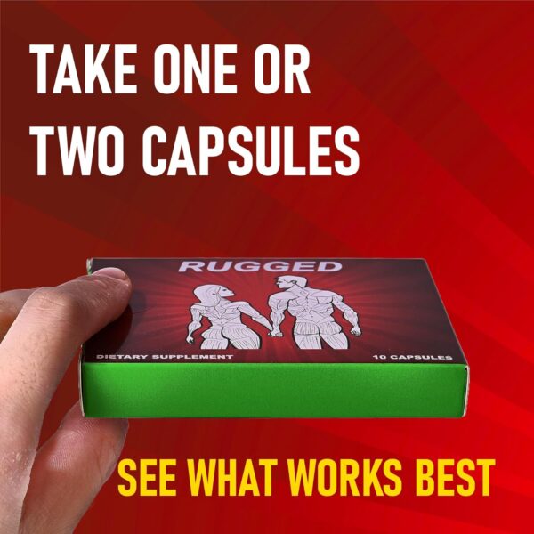 Rugged Male Supplement for Men. Fast Acting Sports Nutrition Supplement with 10 Potent Ingredients - Tongkat Ali + 9 More, for Improved Energy, Stamina, Endurance & Performance. 10 Capsules