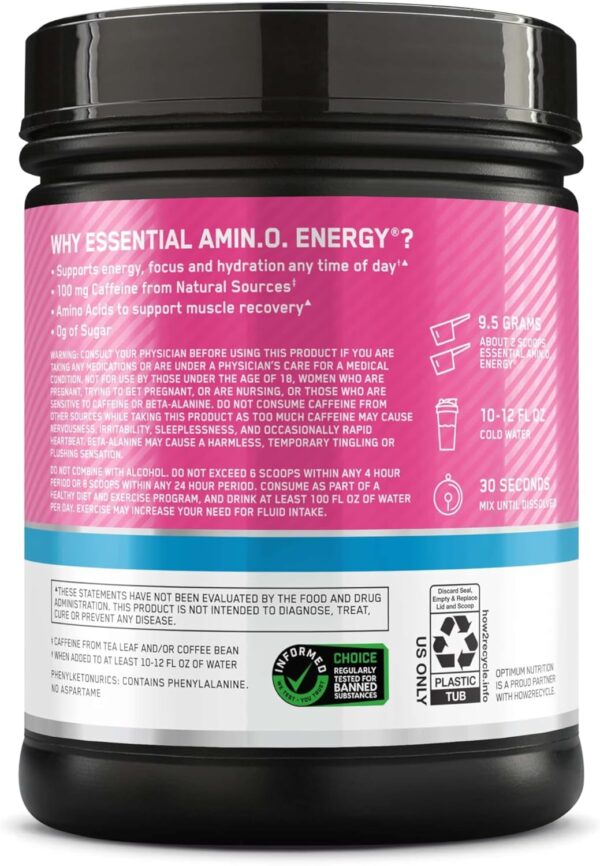 Optimum Nutrition Amino Energy + Hydration, Watermelon Splash, 62 Servings