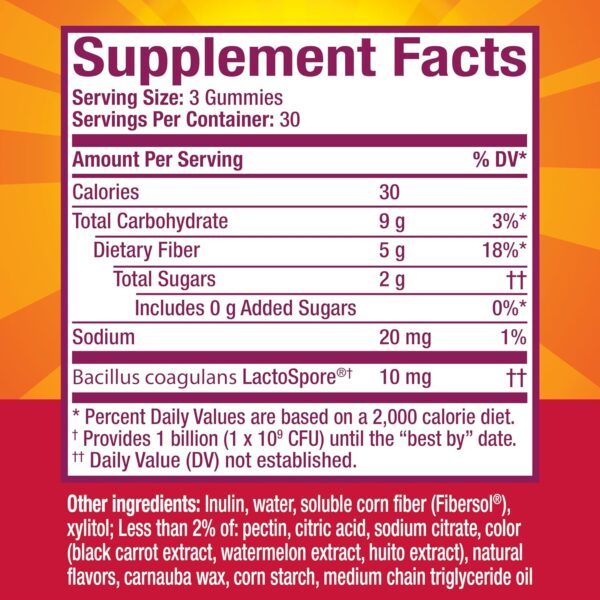 Metamucil Fiber Supplement Gummies with Probiotics for Bloating Relief, No Sugar Added Strawberry Kiwi BlackBerry Flavors, 5g Prebiotic Plant Based Fiber Blend, 90 Count