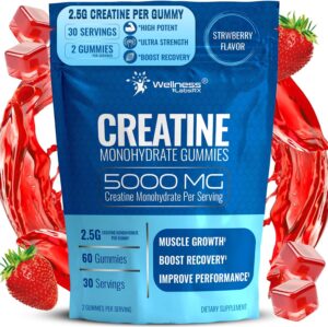 Creatine Gummies 5000mg, 30 Servings Creatine Monohydrate Gummies - Third-Party Tested Creatine for Women, Strawberry Flavor Creatine for Men, Muscle Growth, Strength, and Recovery