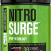Jacked Factory NITROSURGE Pre Workout Supplement - Endless Energy, Instant Strength Gains, Clear Focus, Intense Pumps - NO Booster & Preworkout Powder with Beta Alanine - 30 Servings, Cherry Limeade