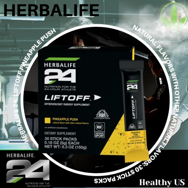 HERBALIFE24 Liftoff: Pineapple Push (30 Stick Packs) Nutrition for The 24-Hour Athlete, Energy Supplement, Natural Flavor with Other Natural Flavors, Certified for Sport, Certified Vegetarian