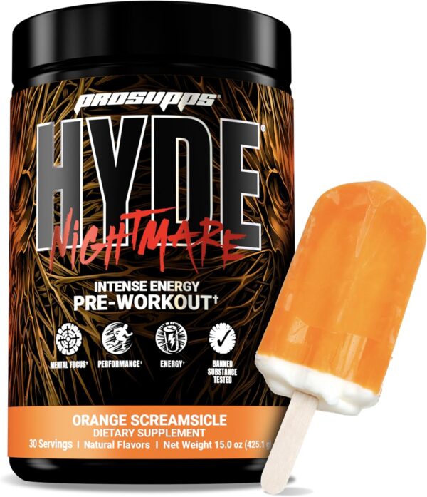 PROSUPPS Mr. Hyde Nightmare Pre Workout Powder with Caffeine & Beta Alanine - Preworkout for Intense Energy, Mental Focus & Performance - Gym & Fitness Supplements (Orange Creamsicle, 30 Servings)