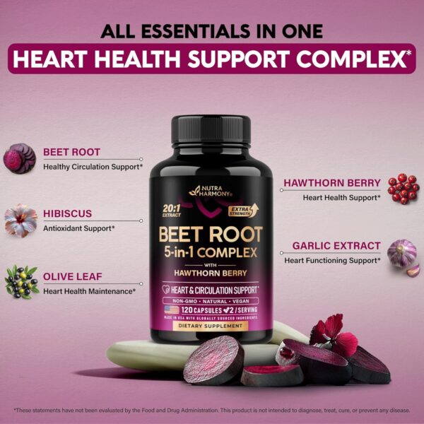 Beet Root Capsules - Healthy Blood Pressure Support Supplement