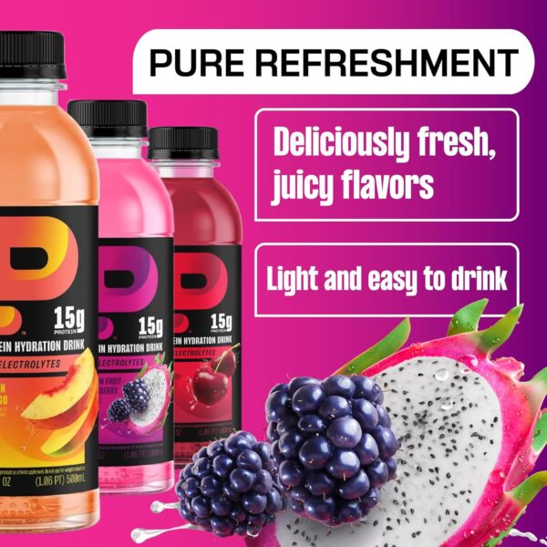 Protein2o Hydration Drink - 2-in-1 Liquid Clear Whey Protein Isolate and Electrolyte Drink - 15g Protein, Vitamins B5, B6 - Post-Workout Recovery - 16.9 Fl Oz - 12 Count Flavor Fusion Variety Pack