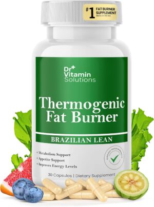 DR VITAMIN SOLUTIONS Thermogenic Fat Burner for Women and Men - Appetite Suppressant for Weight Loss - Includes Green Tea Extracts for Bloat Relief - Metabolism Booster - 30 Weight Loss Pills