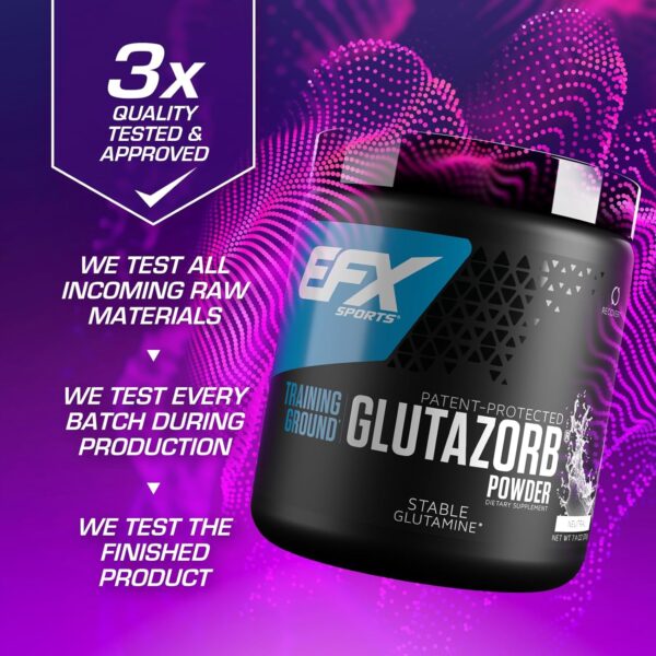 EFX Sports Training Ground Glutazorb Powder | Highly Concentrated, pH Correct Glutamine Supplement | Digestion & Immune Support | 140 Servings (Unflavored)