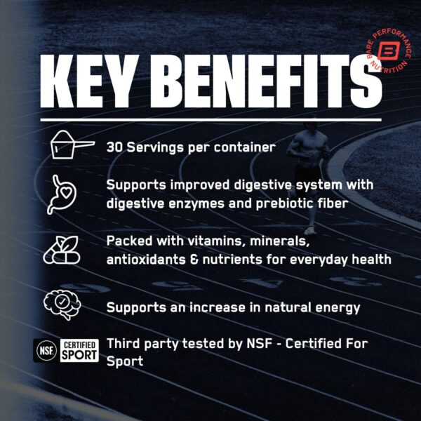 BARE PERFORMANCE NUTRITION, BPN Strong Reds Superfood Powder, Digestive Enzymes, Antioxidants, Improved Natural Energy, 30 Servings, Strawberry