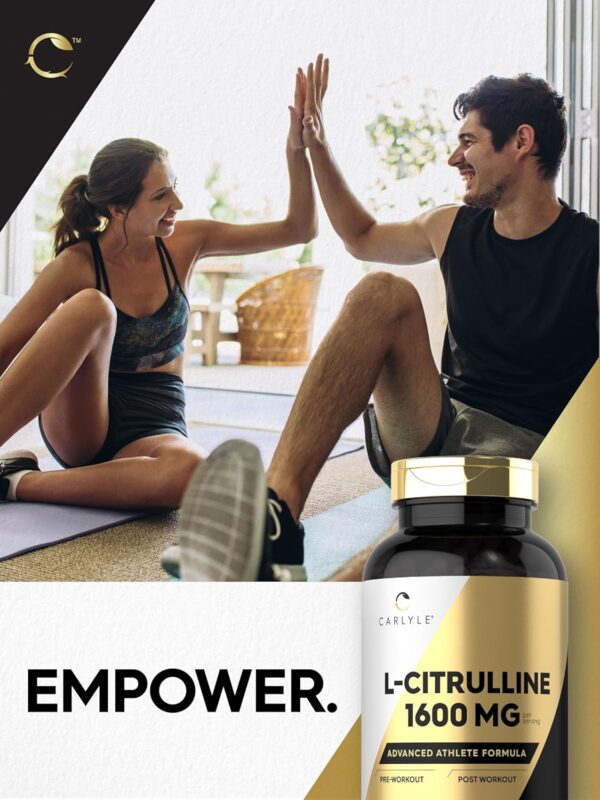 Carlyle L Citrulline Supplement | 1600mg | 200 Powder Capsules | for Men and Women | Advanced Athlete Formula | Non-GMO & Gluten Free
