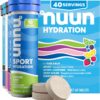 Nuun Hydration Electrolyte Tablets - Sodium, Potassium, Chloride, Calcium, Magnesium, 1g & 0g Sugar Drink Mix | Vegan, Gluten Free, Non-GMO | Complete Pack, Mixed Flavors, 4 Pack (40 Total Servings)