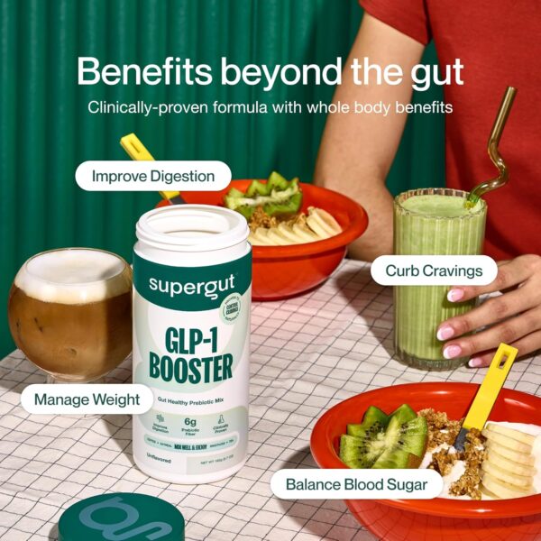 Supergut Gut Healthy GLP-1 Booster - High Fiber GLP-1 Supplement Powder for Women & Men - Sugar-Free Drink Mix for Gut Health (15 Servings)