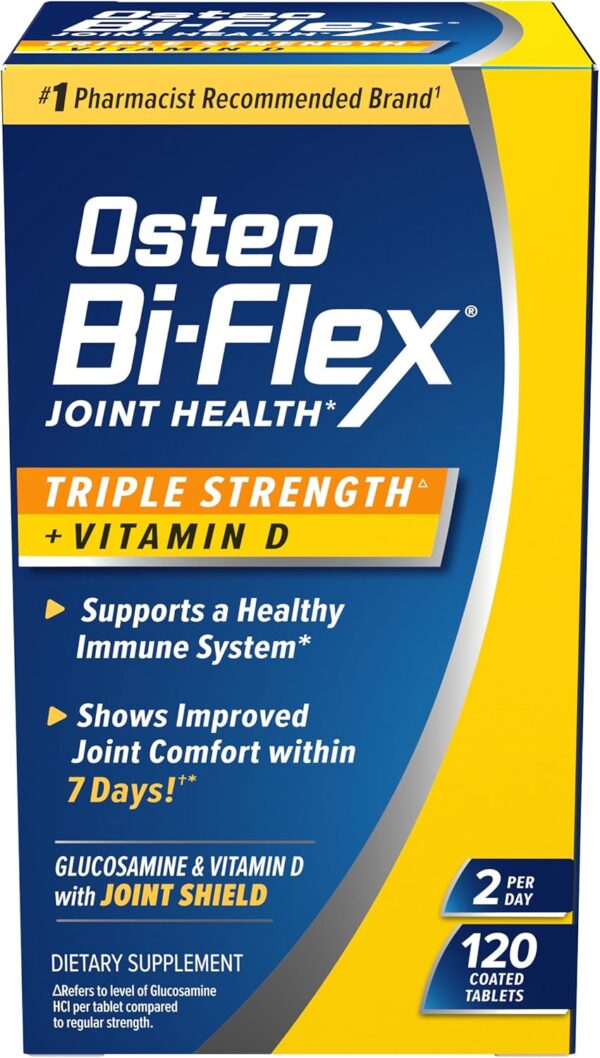 Osteo Bi-Flex Triple Strength with Vitamin D Glucosamine Chondroitin Joint Health Supplement, Coated Tablets, Red, 120 Count