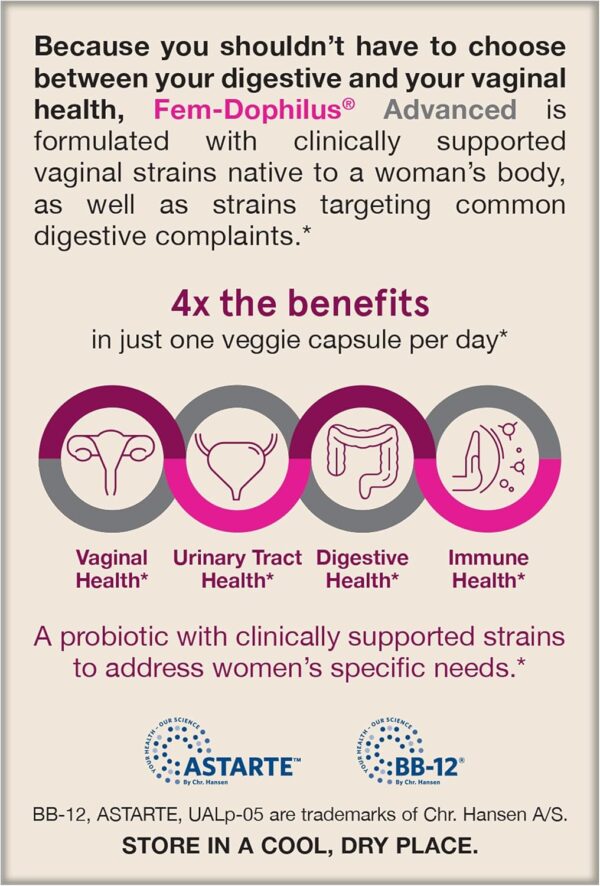 Jarrow Formulas Fem Dophilus Probiotics for Women - 10 Billion CFU, Female Vaginal Probiotics, Vaginal, Urinary Tract and Digestive Support, 30 Capsules
