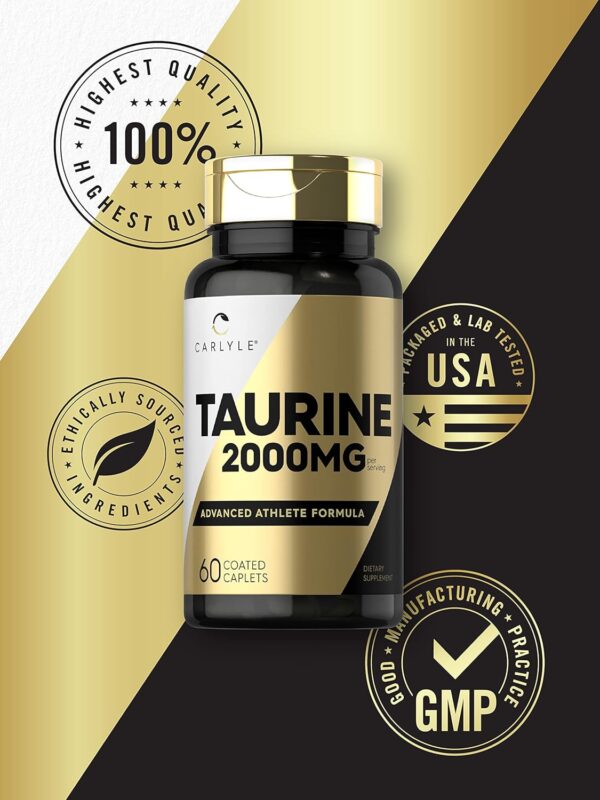 Carlyle Taurine Supplement | 2000mg | 60 Caplets | Vegetarian, Non-GMO, and Gluten Free | Advanced Athlete Formula