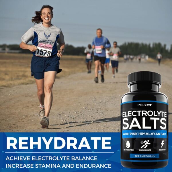 Polyfit Electrolyte Salts - 100 Salt Pills - NSF Certified - Electrolytes Replacement Salt Tablets for Runners - Supplement for Rapid Hydration, Recovery, and Endurance