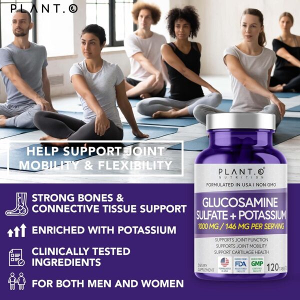 Glucosamine Sulfate with Potassium | Strong Joint Support Supplement | Supports Cartilage and Connective Tissues | Aids Knee and Bone Structure | 120 Tablets