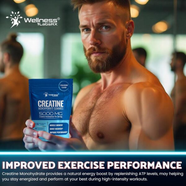Creatine Gummies 5000mg, 30 Servings Creatine Monohydrate Gummies - Third-Party Tested Creatine for Women, Strawberry Flavor Creatine for Men, Muscle Growth, Strength, and Recovery